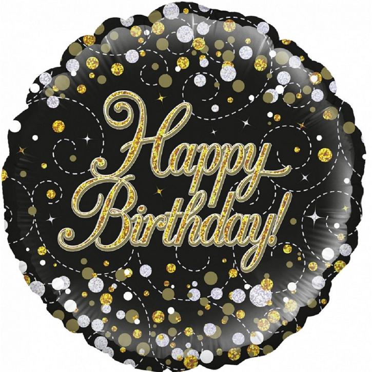 Folienballon Happy Birthday schwarz-gold