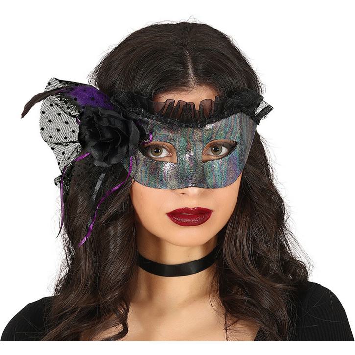 Maske mit Blume glänzend