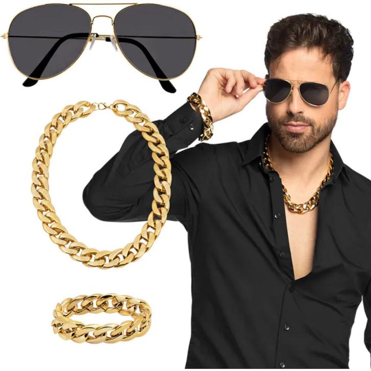 Set pimp schwere Kette Brille