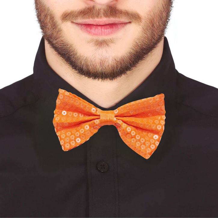 Fliege Pailletten neonorange
