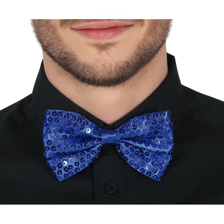 Fliege Pailletten blau