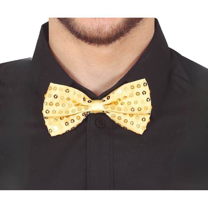 Fliege Pailletten gold