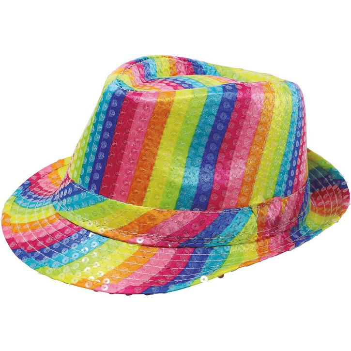 Hut Pailletten Regenbogen