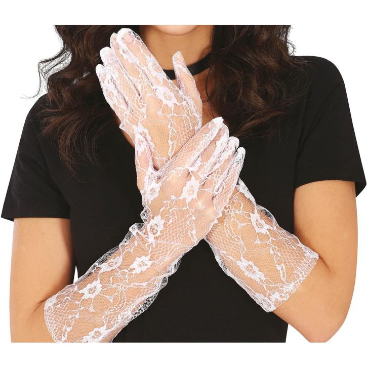 Handschuhe Spitze  lang weiß