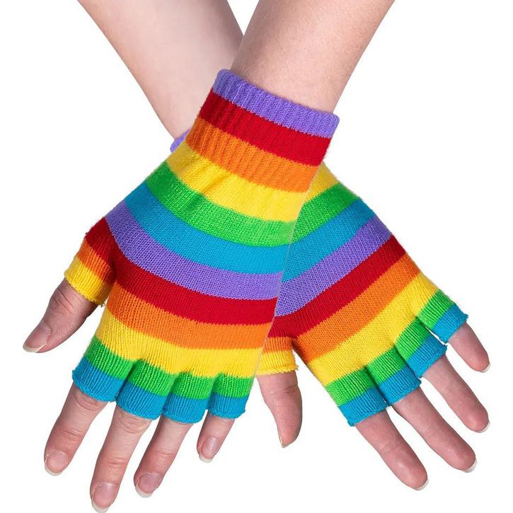Handschuhe fingerlos Regenbogen