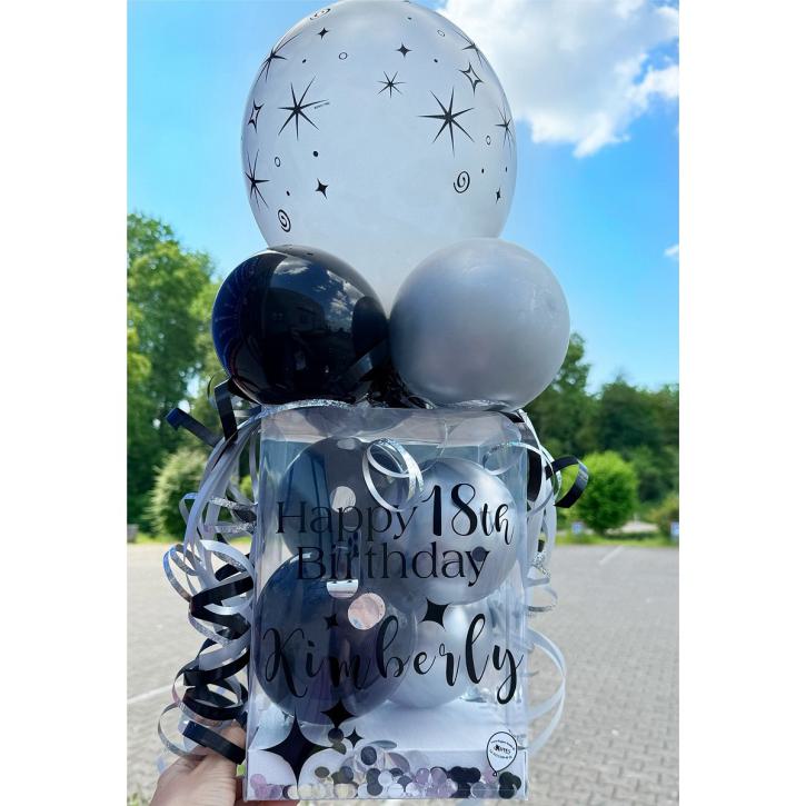 Ballonbox schwarz-silber inkl Beschriftung