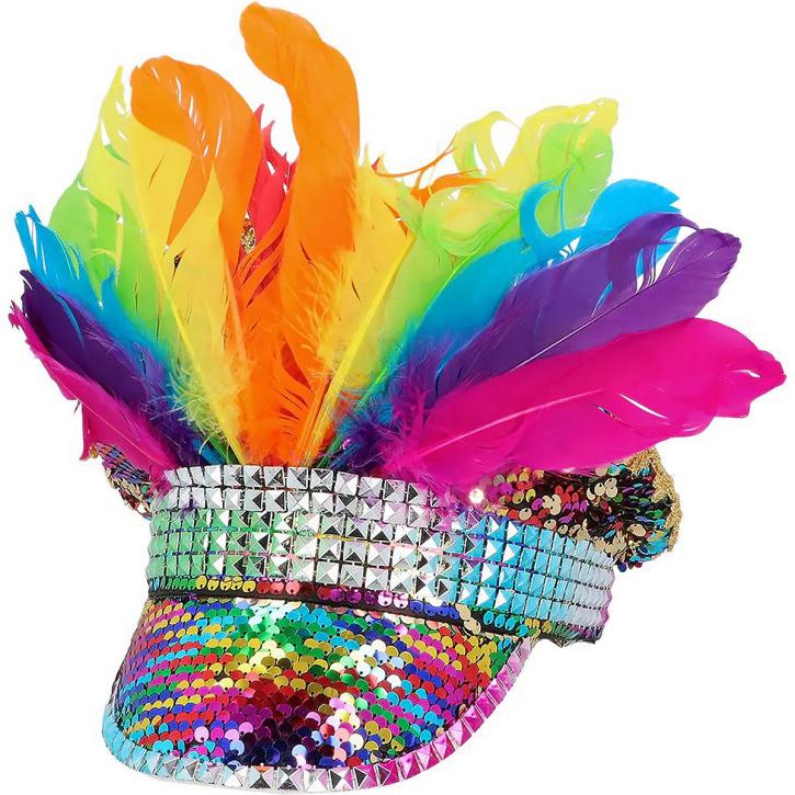 Hut Regenbogen bunte Pailletten