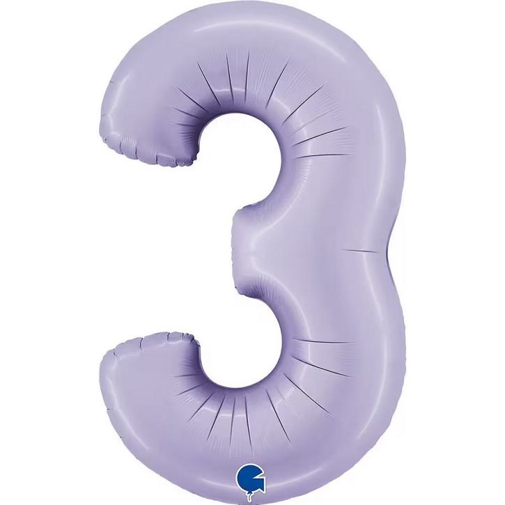 Folienballon Zahl 3 satin flieder