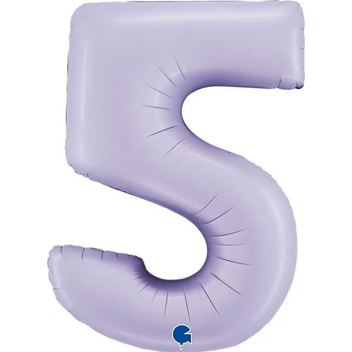 Folienballon Zahl 5 satin flieder