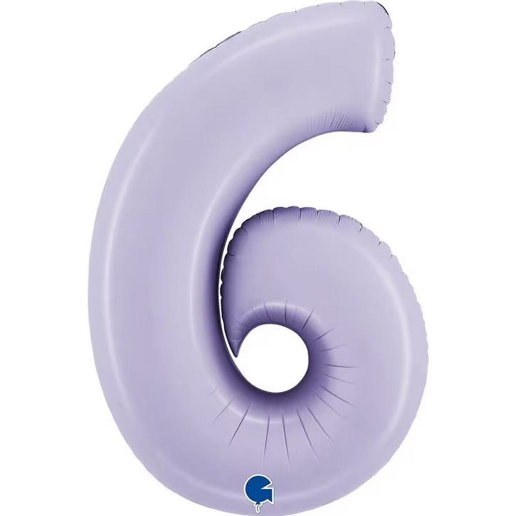 Folienballon Zahl 6 satin flieder