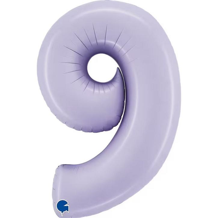 Folienballon Zahl 9 satin flieder