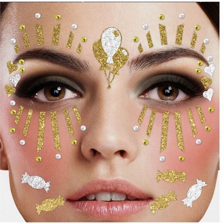 Gesichts-Tattoo Clown gold-weiß