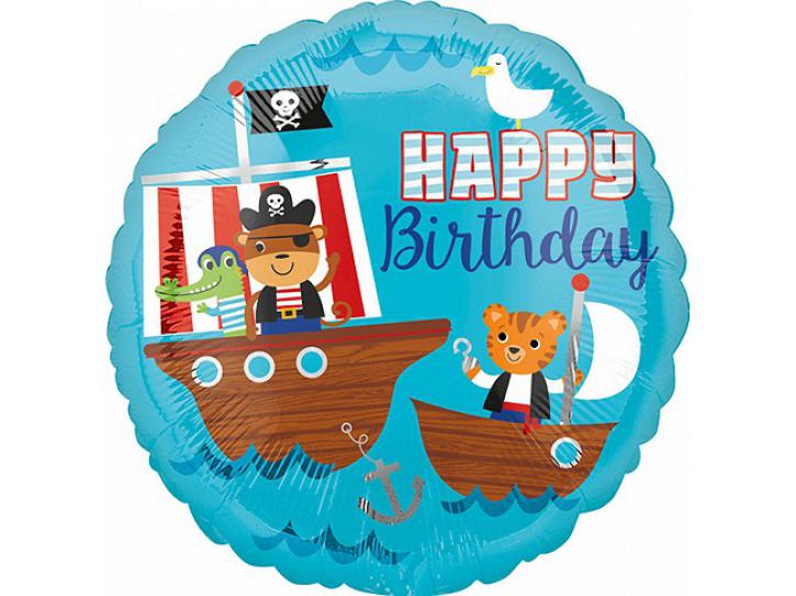 Folienballon Piraten Happy Birthday 45 cm.