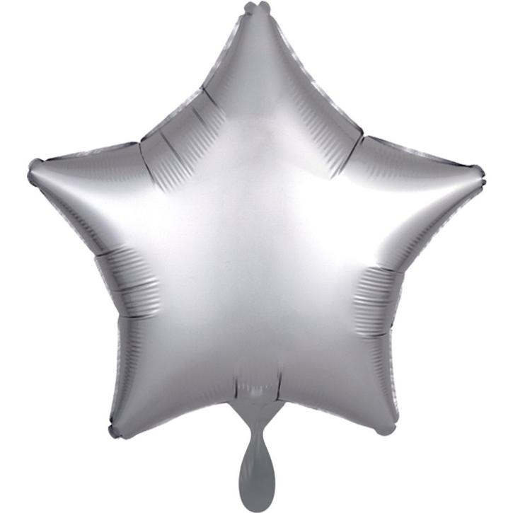 Folienballon Stern Satin silber 48cm