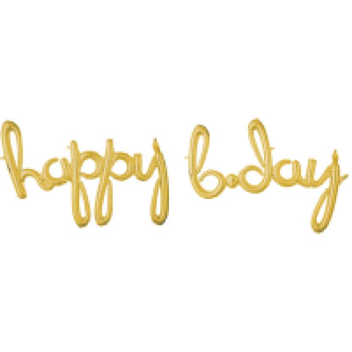 Folienballon Schriftzug happy b-day gold