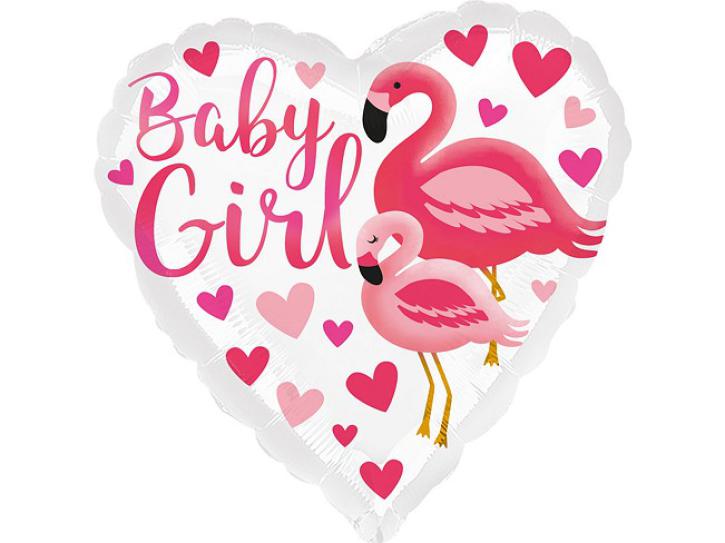 Folienballon Flamingo Baby Girl 18