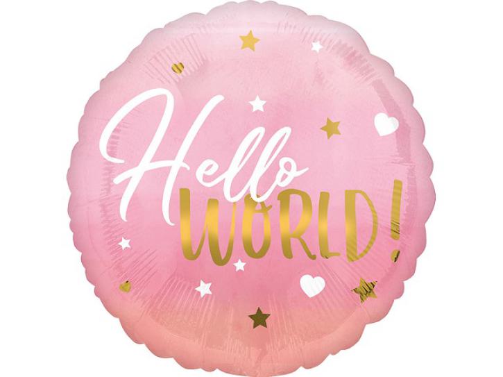 Folienballon Hello World pink 18