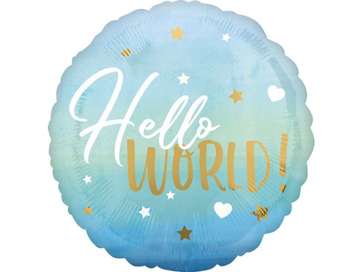 Folienballon Hello World blau 18