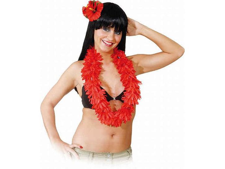 Hawaii Kette mit Haarclip rot