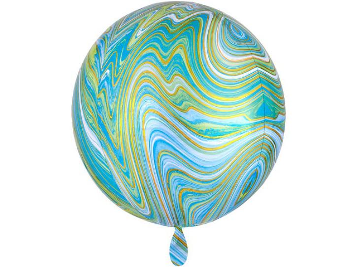 Folienballon Orbz blau grün Marblez 16