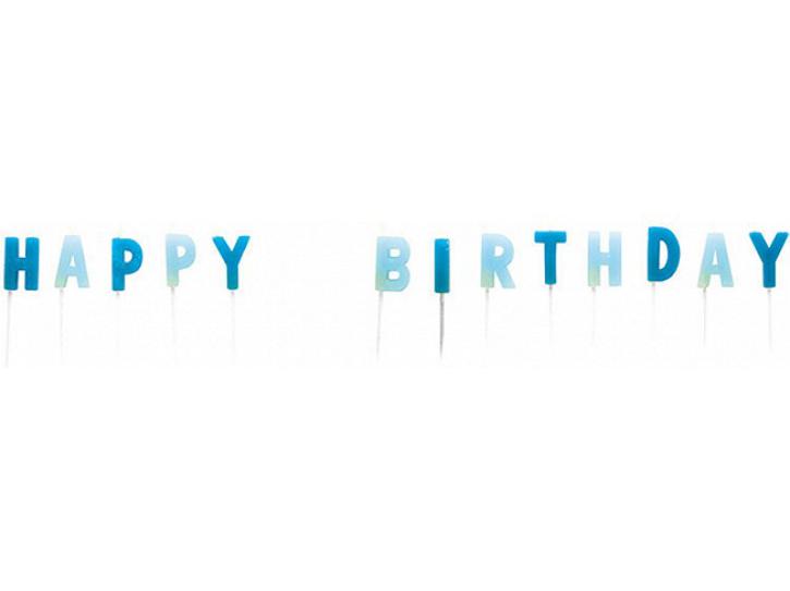 Kerzen-Picks Happy Birthday blau