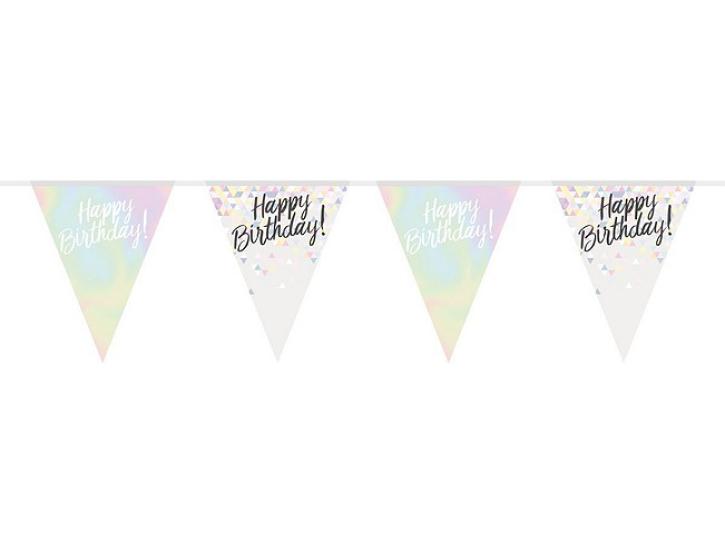Wimpelkette Happy Birthday irisierend 4m