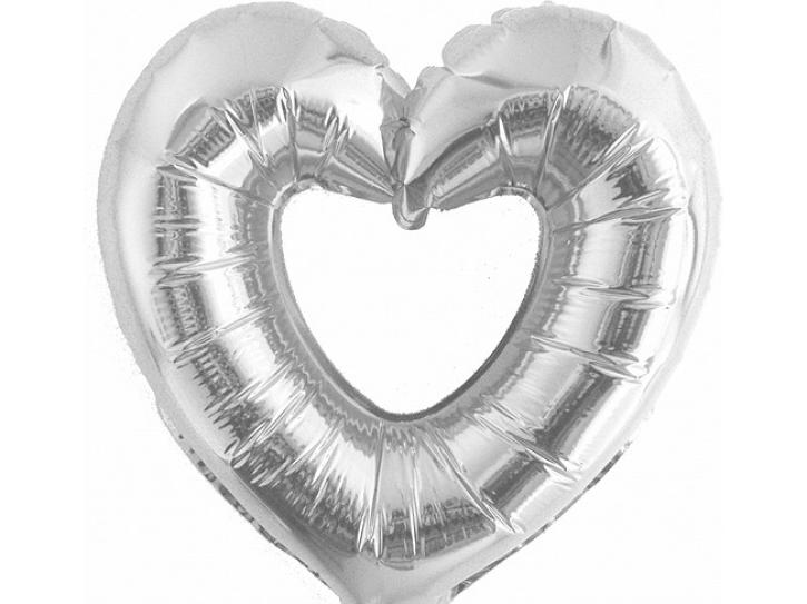 Folienballon offenes Herz silber  11
