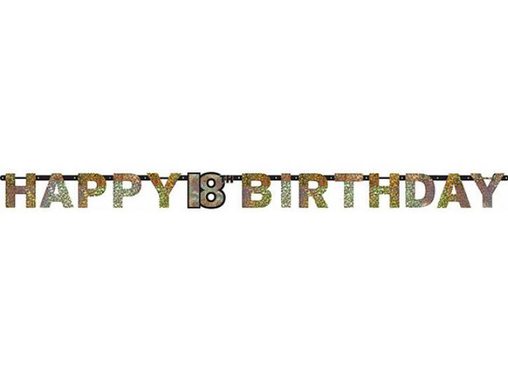 Banner 18th Happy Birthday gold