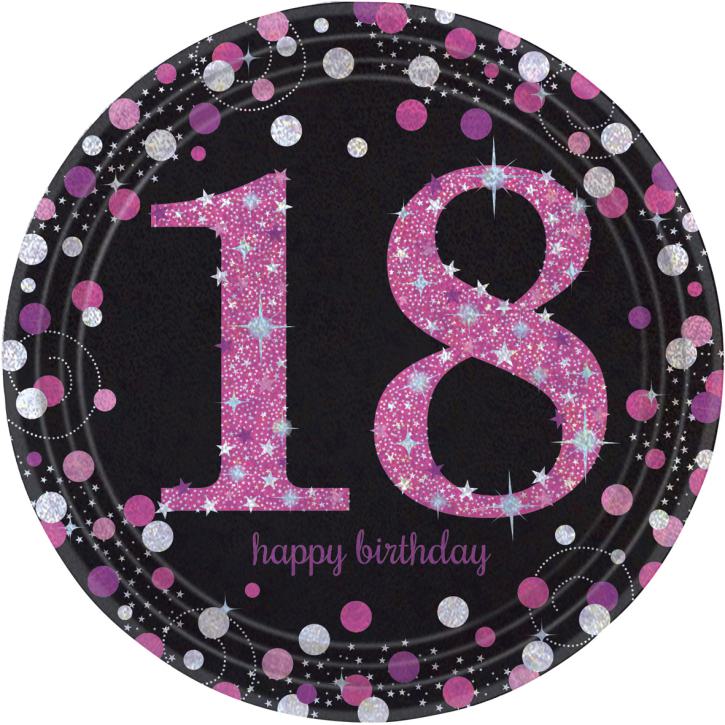 Teller Happy Birthday 18. pink 8 Stk