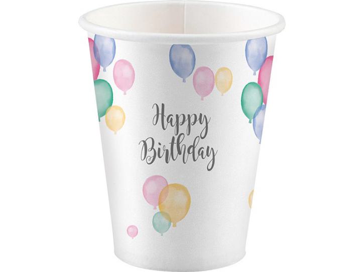 Becher Happy Birthday pastell 8 Stk.