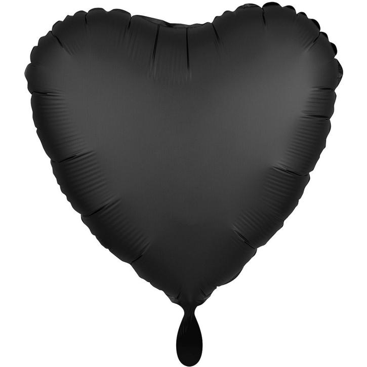 Folienballon Herz schwarz Satin 45cm