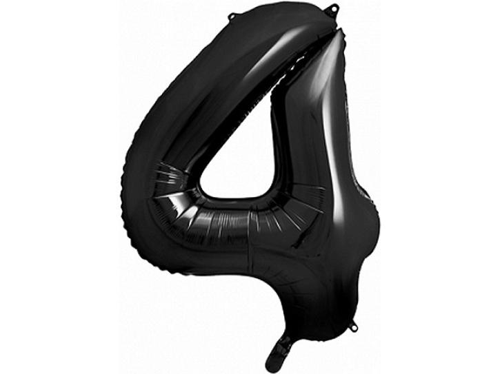 Folienballon Zahl 4 schwarz XXL