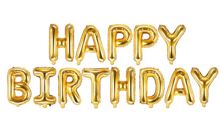 Folienballon Schriftzug Happy Birthday gold