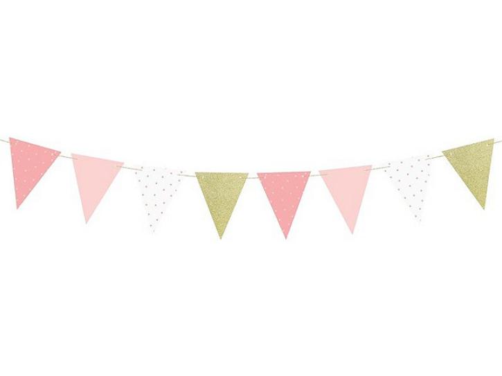 Wimpelkette rosa/gold 2m