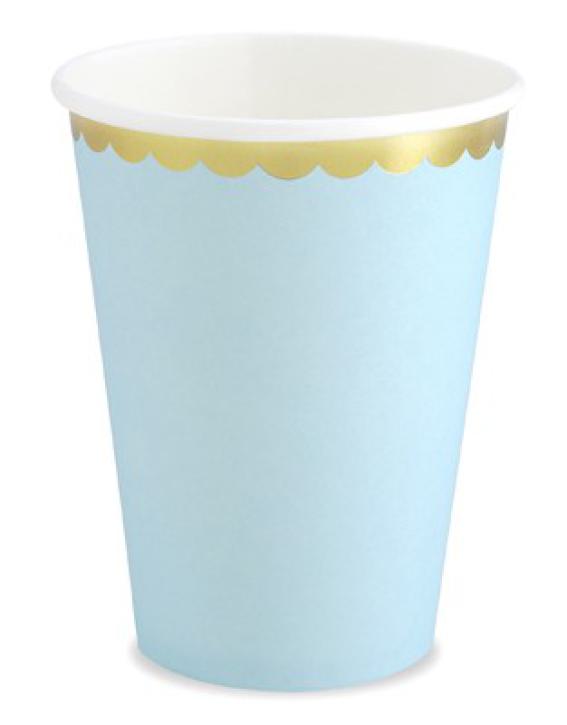 Becher hellblau/ gold 6 Stk.