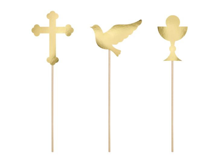 Tortentopper Kommunion/Taufe gold 6 Stk.