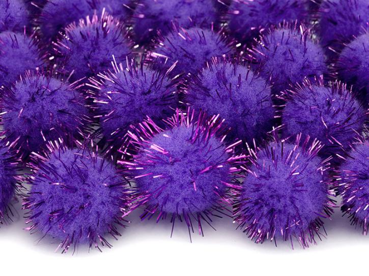 Pompons violett glitzer 20 Stk.