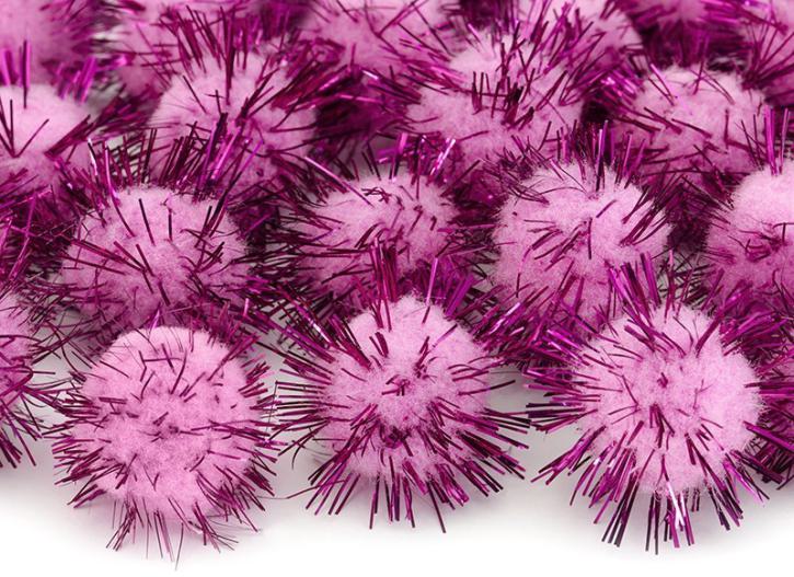 Pompons pink glitzer 20 Stk.