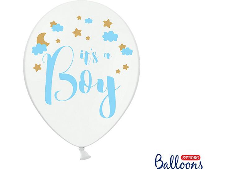 Latexballons It´s a Boy weiß 6 Stk.