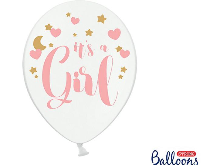 Latexballons It´s a Girl weiß 6 Stk.