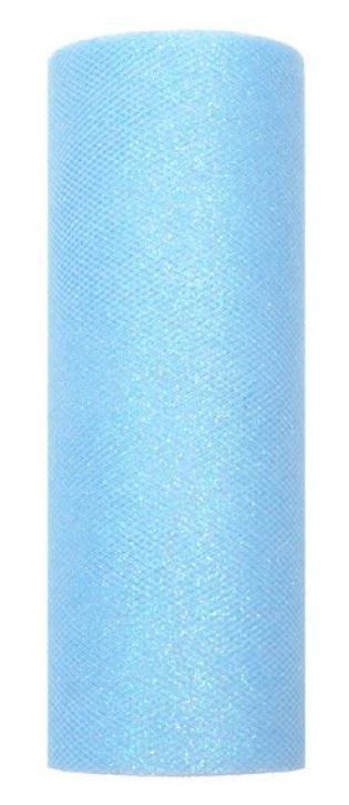 Tüll Tischläufer Glitter blau 9m