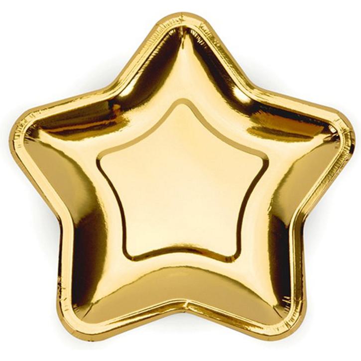 Teller gold Stern 18cm 6 Stk.