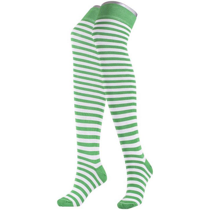 Ringel-Overknee grün/weiß Gr. 39-41