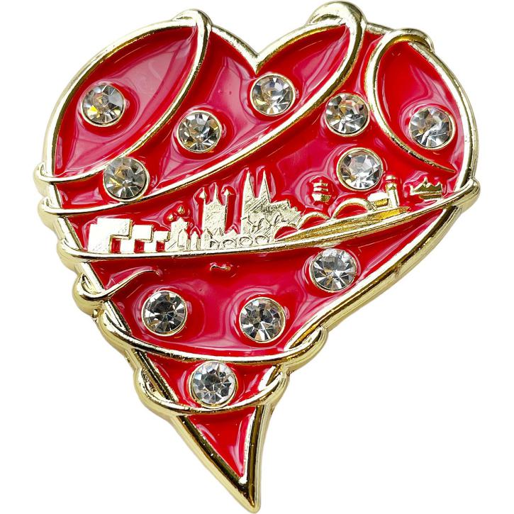 Pin Herz mit Skyline Strass