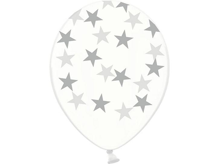 Latexballon Sterne silber 6 Stk.