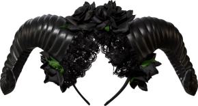 Teufelshörner mit Blumen schwarz