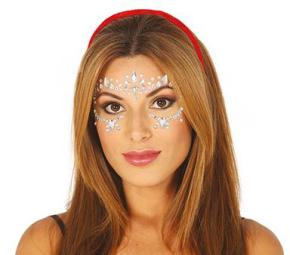 Gesichtstattoo Strass silber