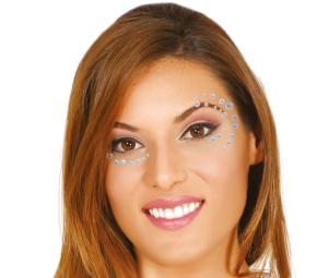 Gesichtstattoo silber strass
