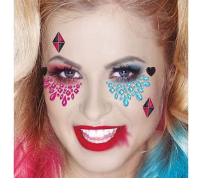 Gesichtstattoo Strass Harlekin